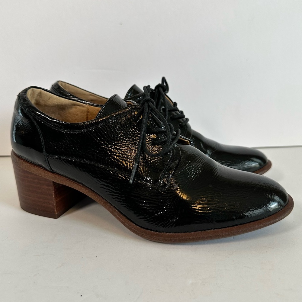 Söfft Black Patent Leather Oxford‎ Block Heels 8M Lace-Up Comfort Office